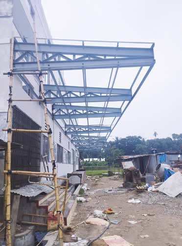 Ispahani Agro Ltd — Continuous Steel Canopy — during erection, bare frame